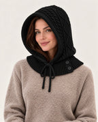 Strickzauber – Strickkapuze mit Halskragen – Farbe Schwarz