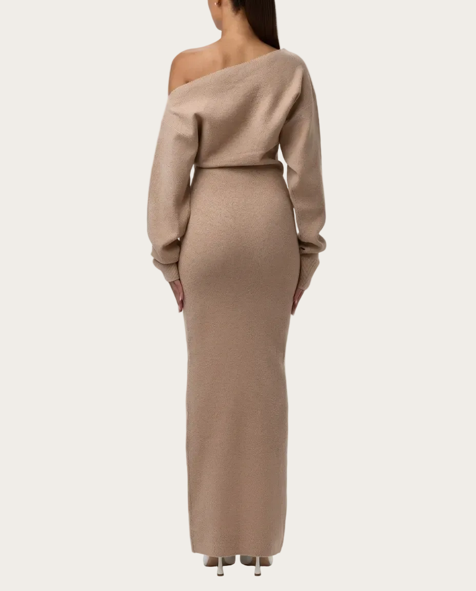 Schulterfreies Maxikleid aus Strick – Produktansicht 2