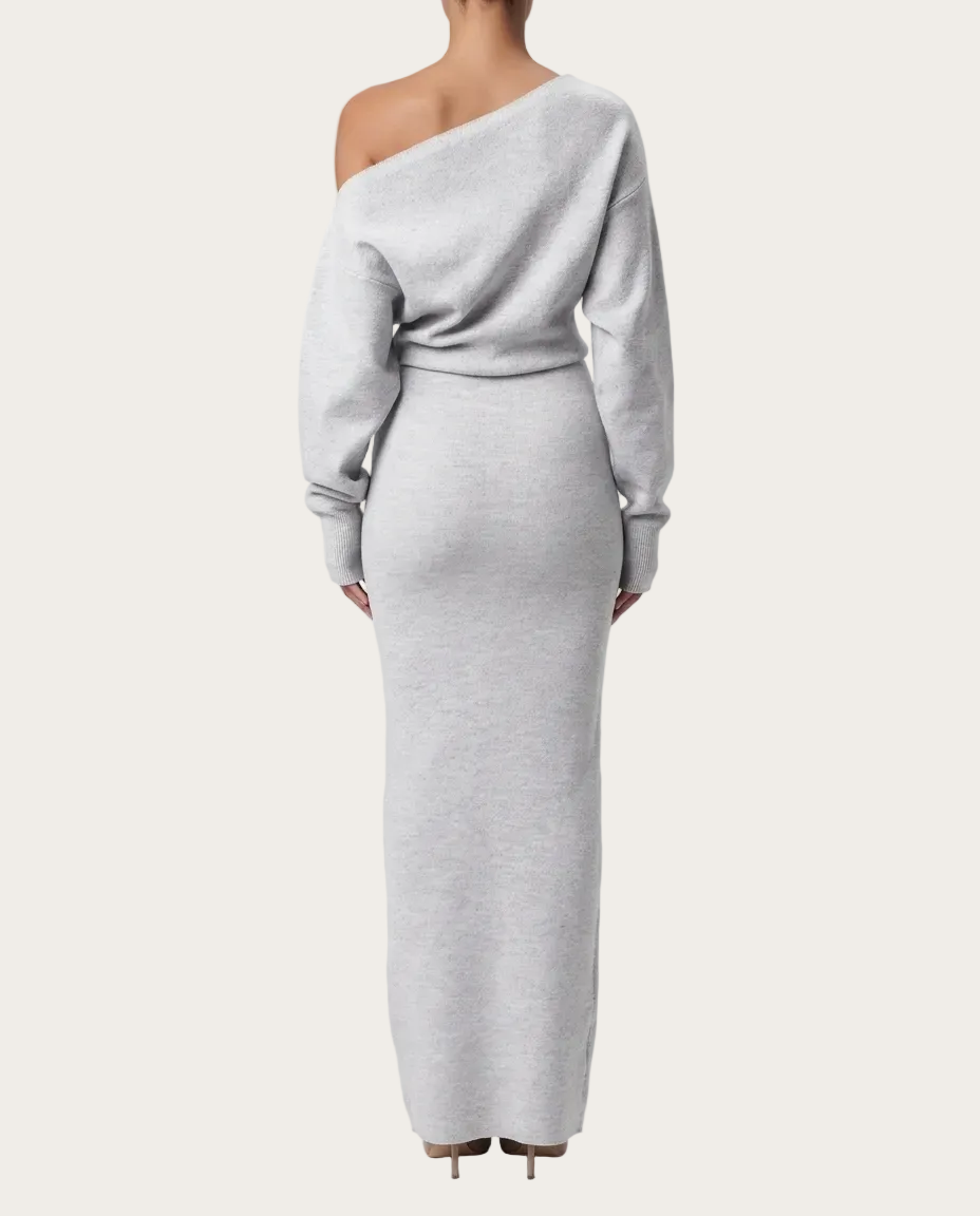 Schulterfreies Maxikleid aus Strick – Produktansicht 8