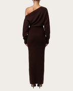 Schulterfreies Maxikleid aus Strick – Produktansicht 6