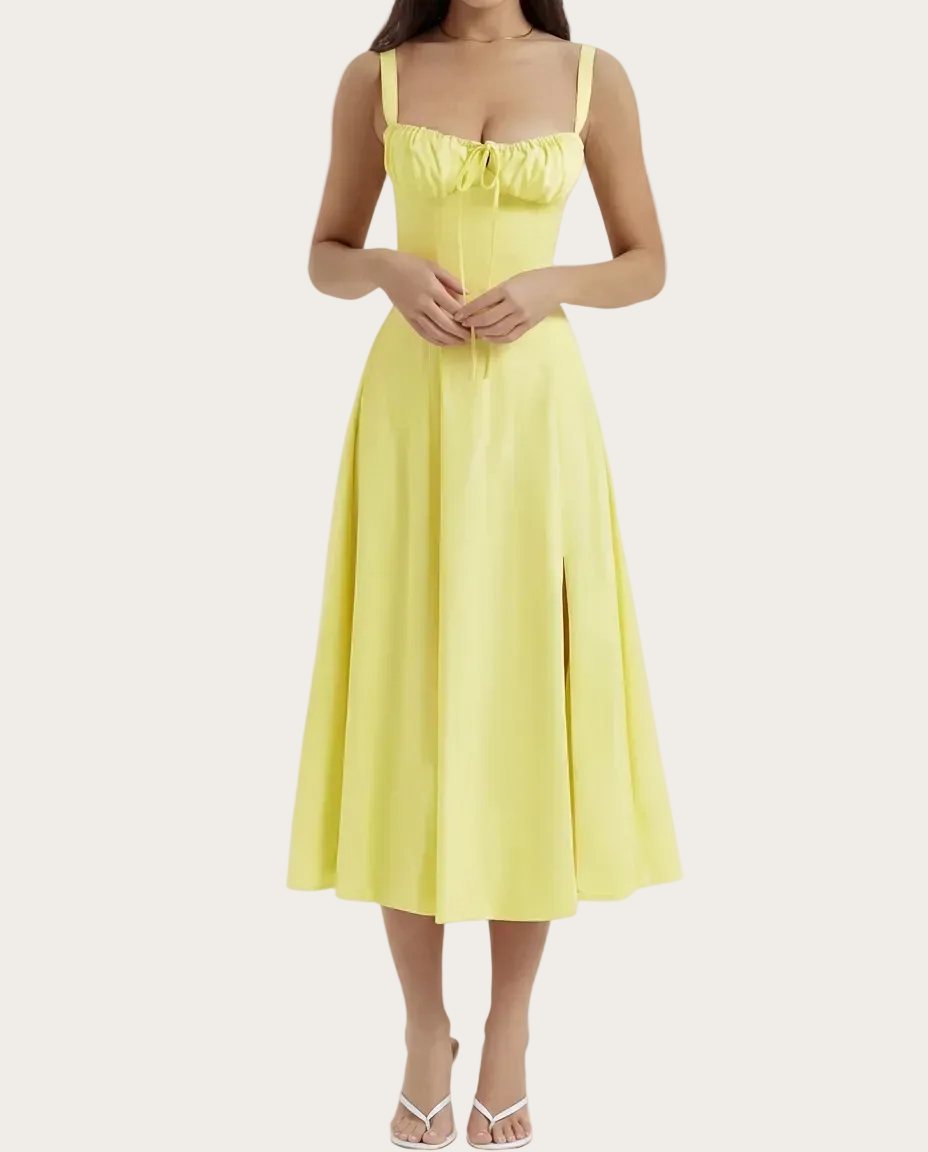Vibrance Midikleid – Farbe Gelb