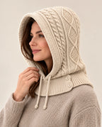 Strickzauber – Strickkapuze mit Halskragen – Seitenansicht