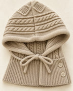Strickzauber – Strickkapuze mit Halskragen – Detail der Strickstruktur